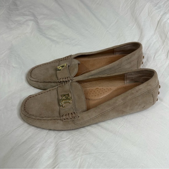 Taupe Suede Ralph Lauren Loafers - Picture 1 of 5